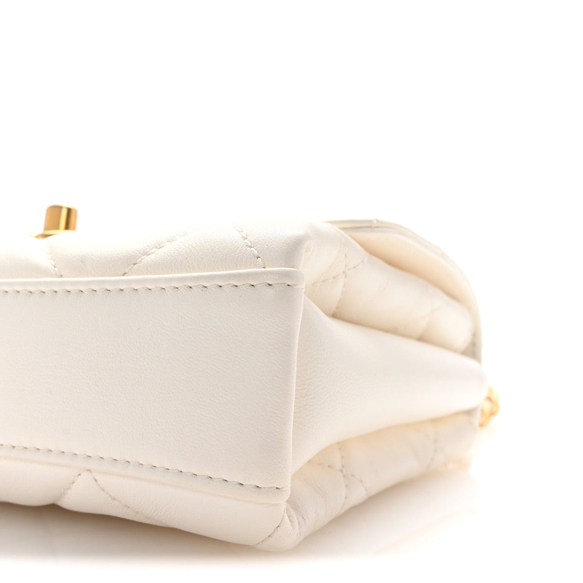 Lambskin Quilted Mini CC Crystal Logo Chain Flap White
