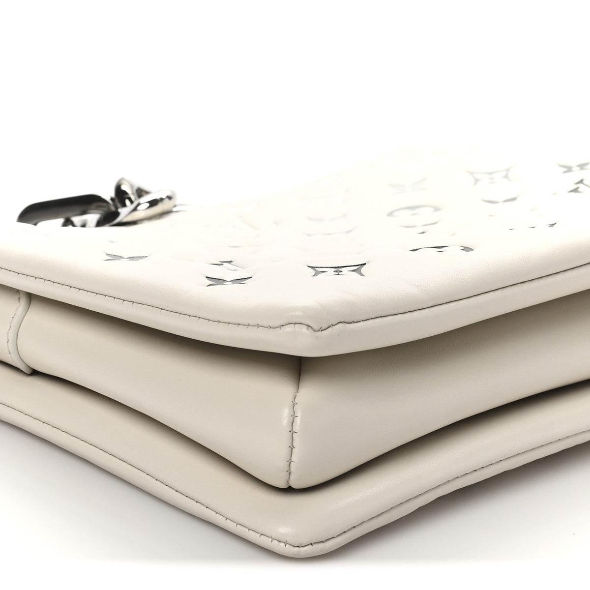 Lambskin Embossed Monogram Coussin PM Cream Grey