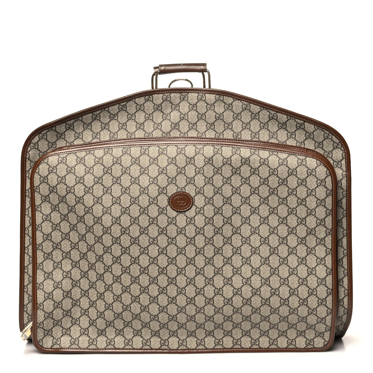 GG Supreme Monogram Azalea Calfskin Retro Interlocking G Hanger Garment Bag Beige Ebony Brown Sugar