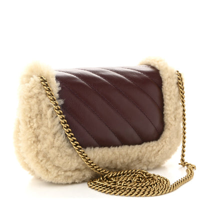 Azalea Calfskin Wool Matelasse Diagonal Super Mini GG Marmont Shoulder Bag Sand Desert