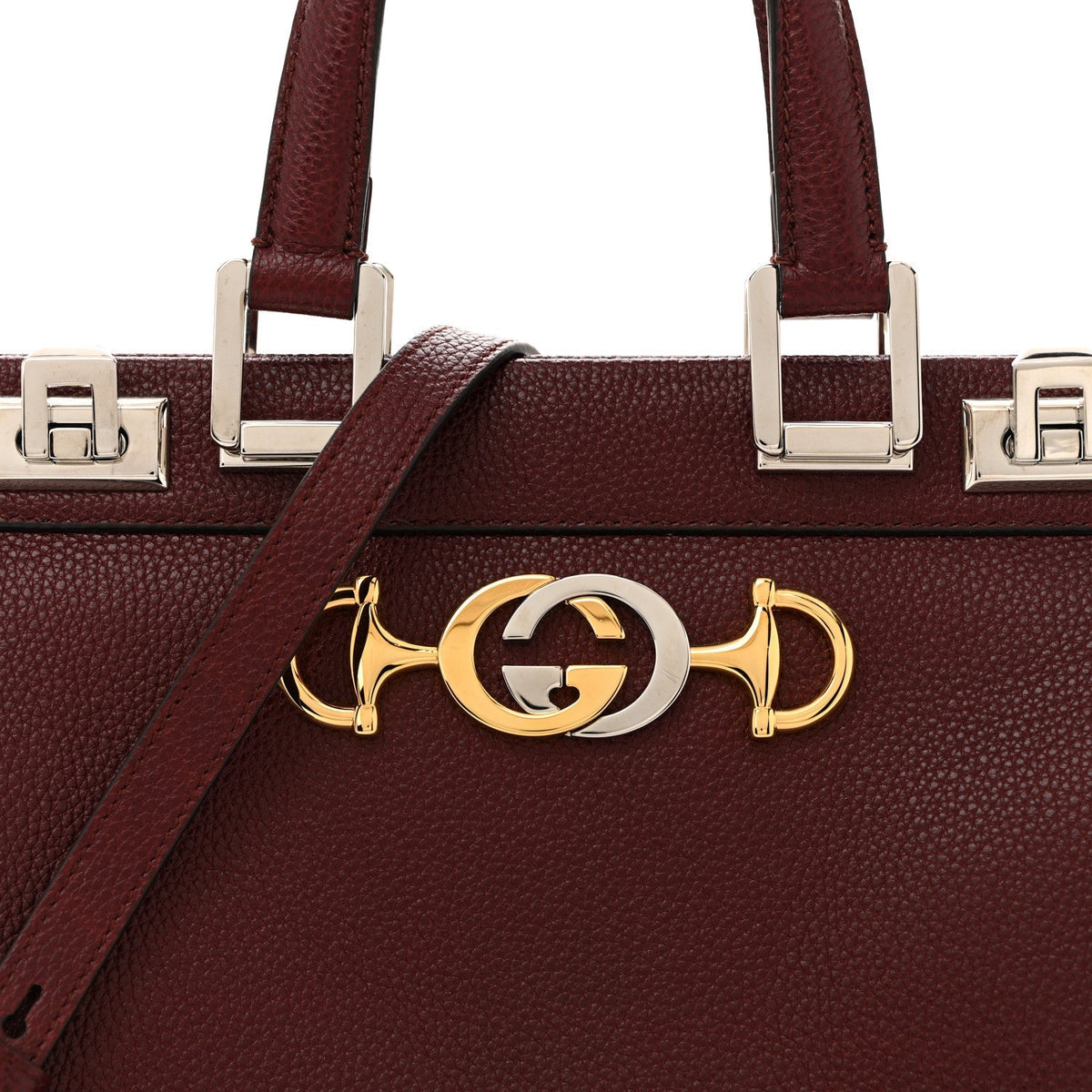Grainy Calfskin Small Zumi Top Handle Bag Vintage Bordeaux