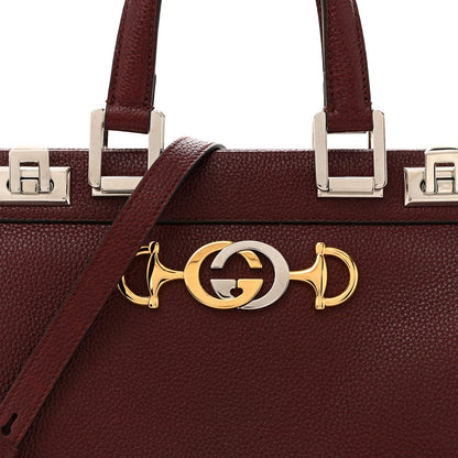 Grainy Calfskin Small Zumi Top Handle Bag Vintage Bordeaux