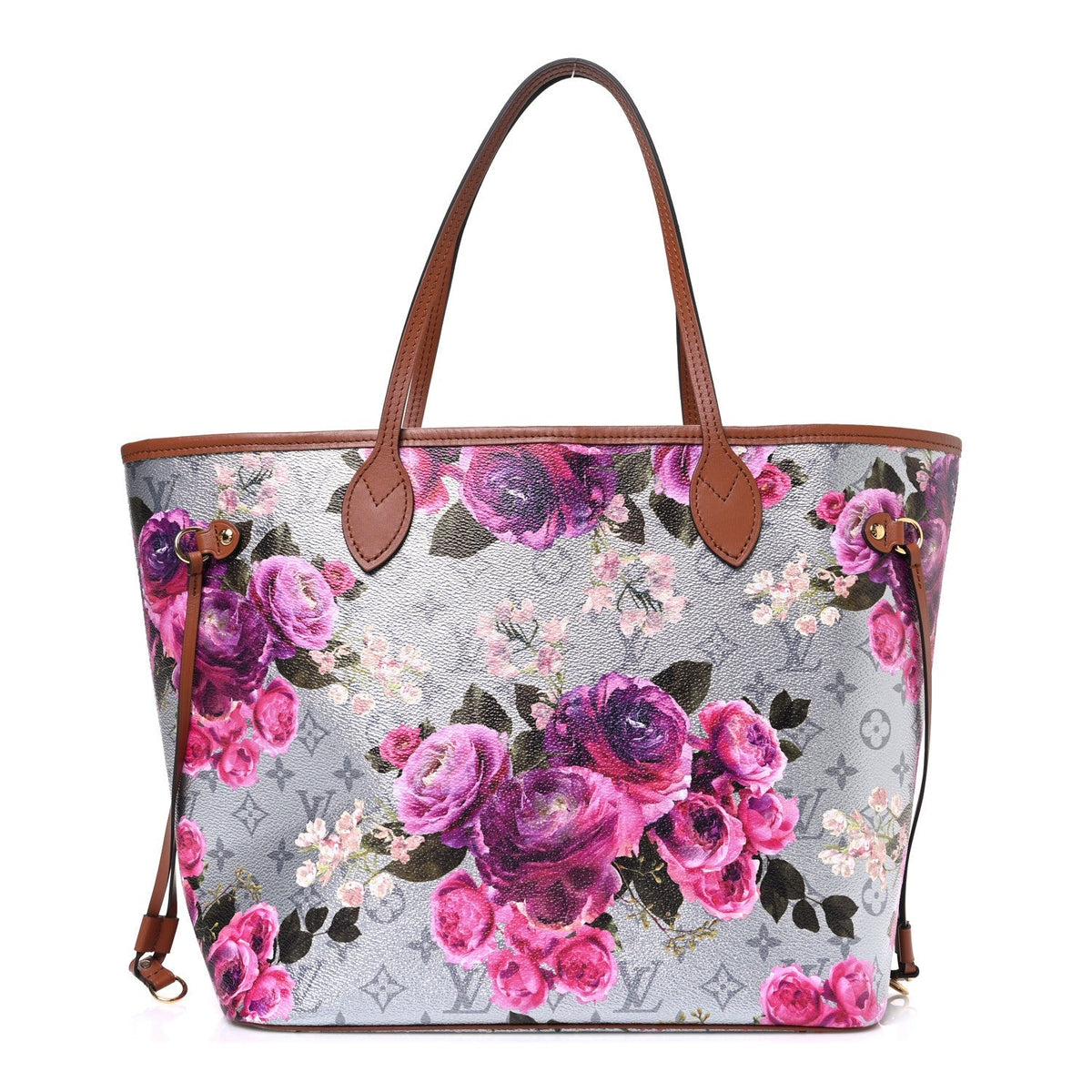 Metallic Monogram LV Garden Neverfull MM Silver