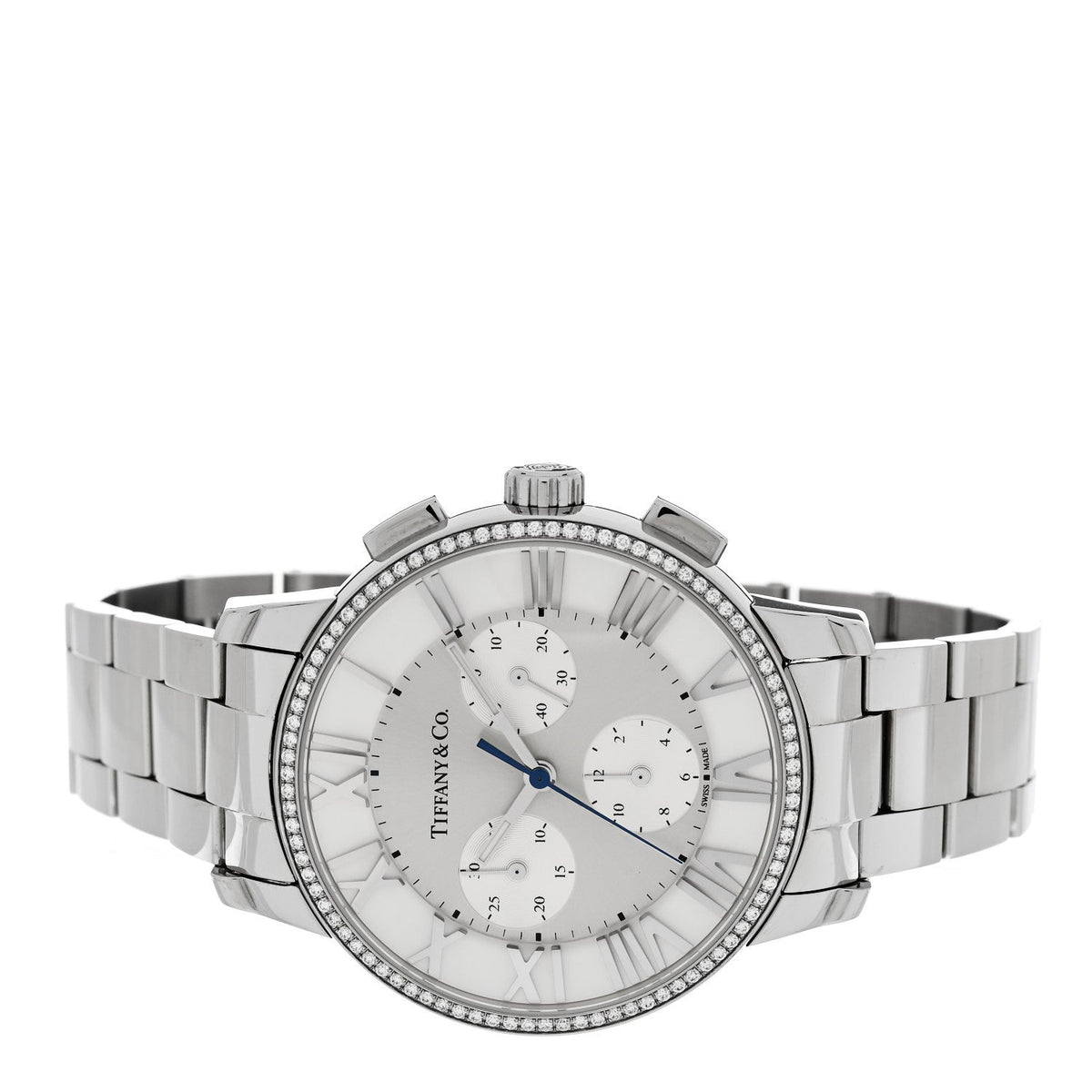 Stainless Steel Diamond Bezel 36mm Atlas Dome Chronograph Quartz Watch