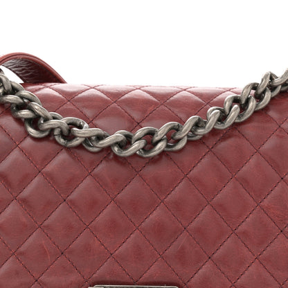 Glazed Calfskin Quilted Medium Boy Chained Flap Bordeaux