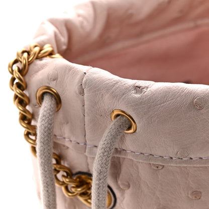 Ostrich Mini GG Marmont 2.0 Bucket Bag Light Pink