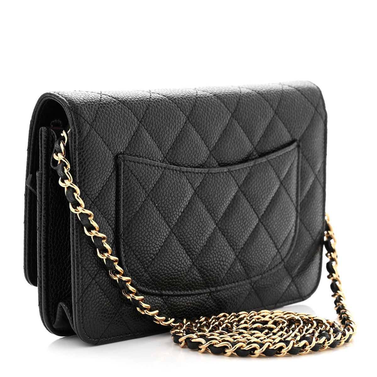 Caviar Quilted Wallet on Chain WOC Black
