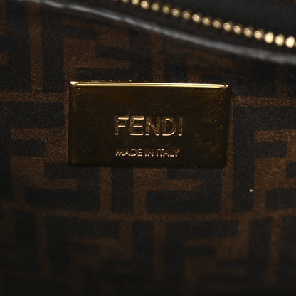 Vitello Seta Suede FF Mini Peekaboo Iconic Satchel Chocolate Sigaro Marrone