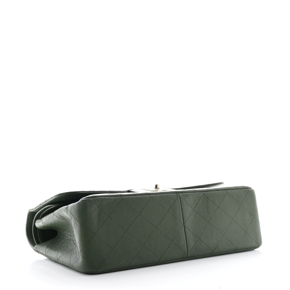 Caviar Quilted Jumbo Double Flap Green