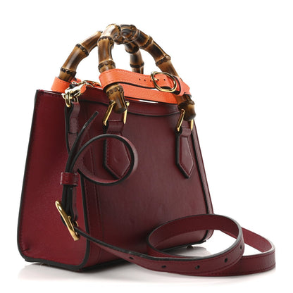 Wonka Grain Calfskin Mini Diana Tote Bag Dark Red Orange Fluo