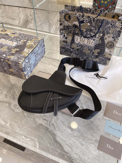 Dior Saddle Bag Black Grained Calfskin