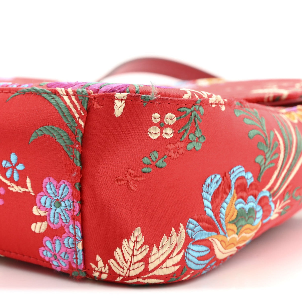 Jacquard Matelasse Floral Medium GG Marmont Shoulder Bag Red