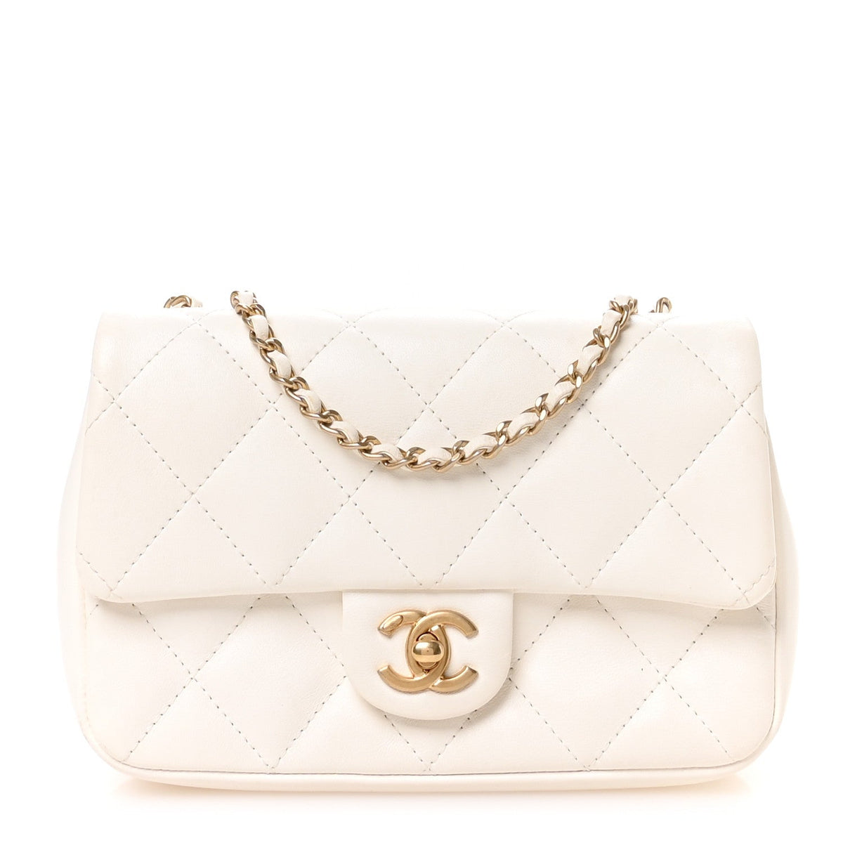 Lambskin Quilted Mini Heart Charms Flap White