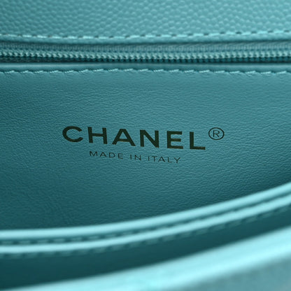 Caviar Quilted Mini Coco Handle Flap Turquoise