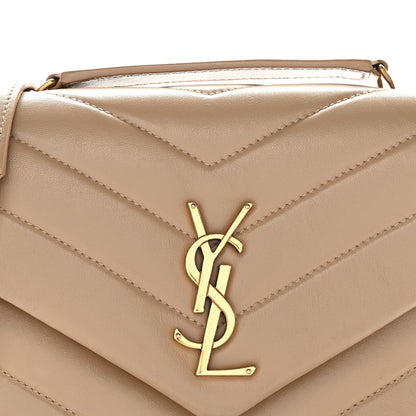 Calfskin Y Quilted Monogram Small Loulou Chain Satchel Dark Beige