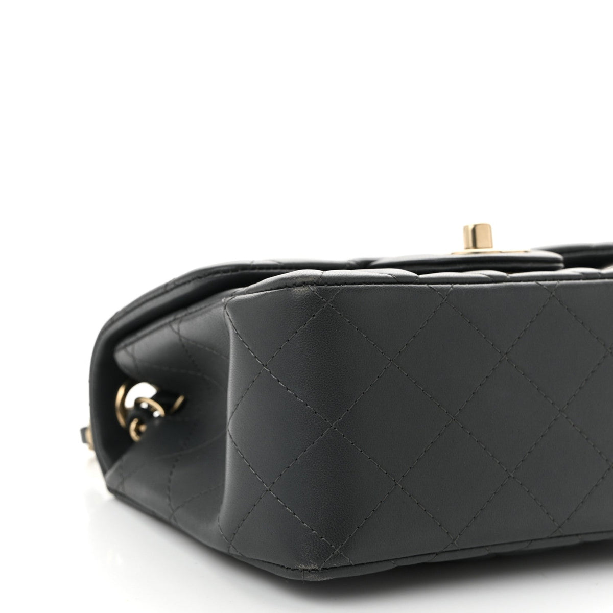Lambskin Quilted Mini Square Flap Dark Grey
