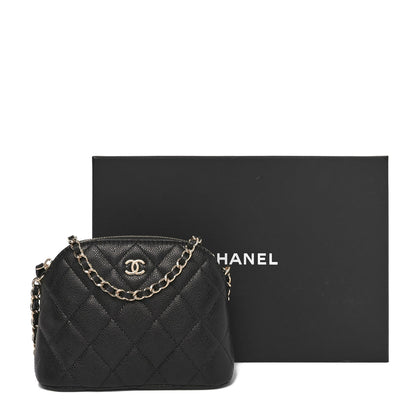 Caviar Quilted Classic Clutch With Chain Black