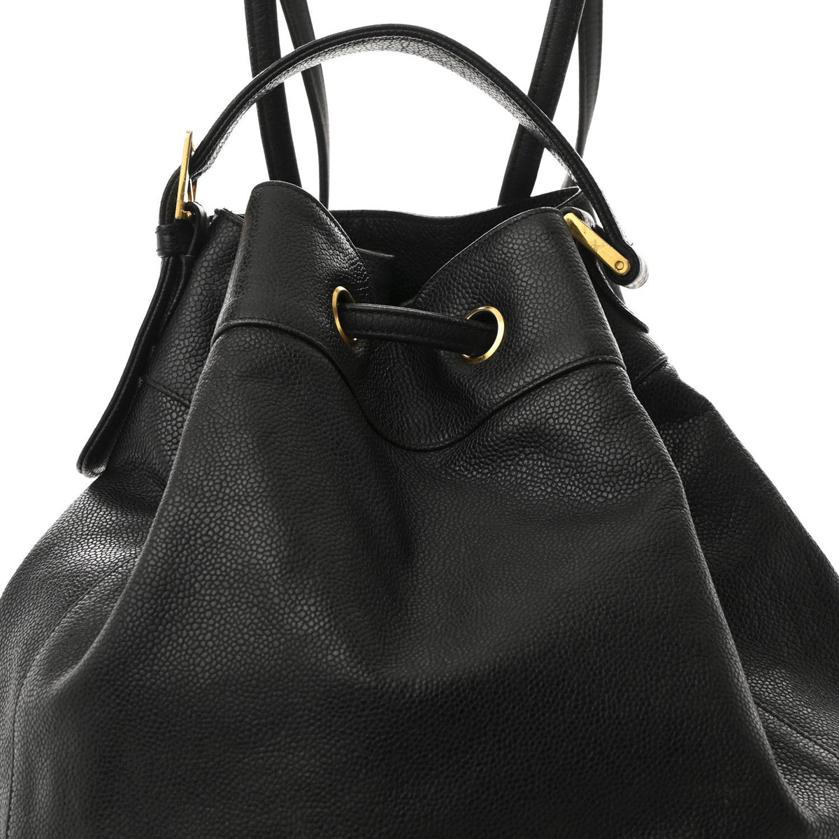 Caviar Quilted Drawstring Backpack Black