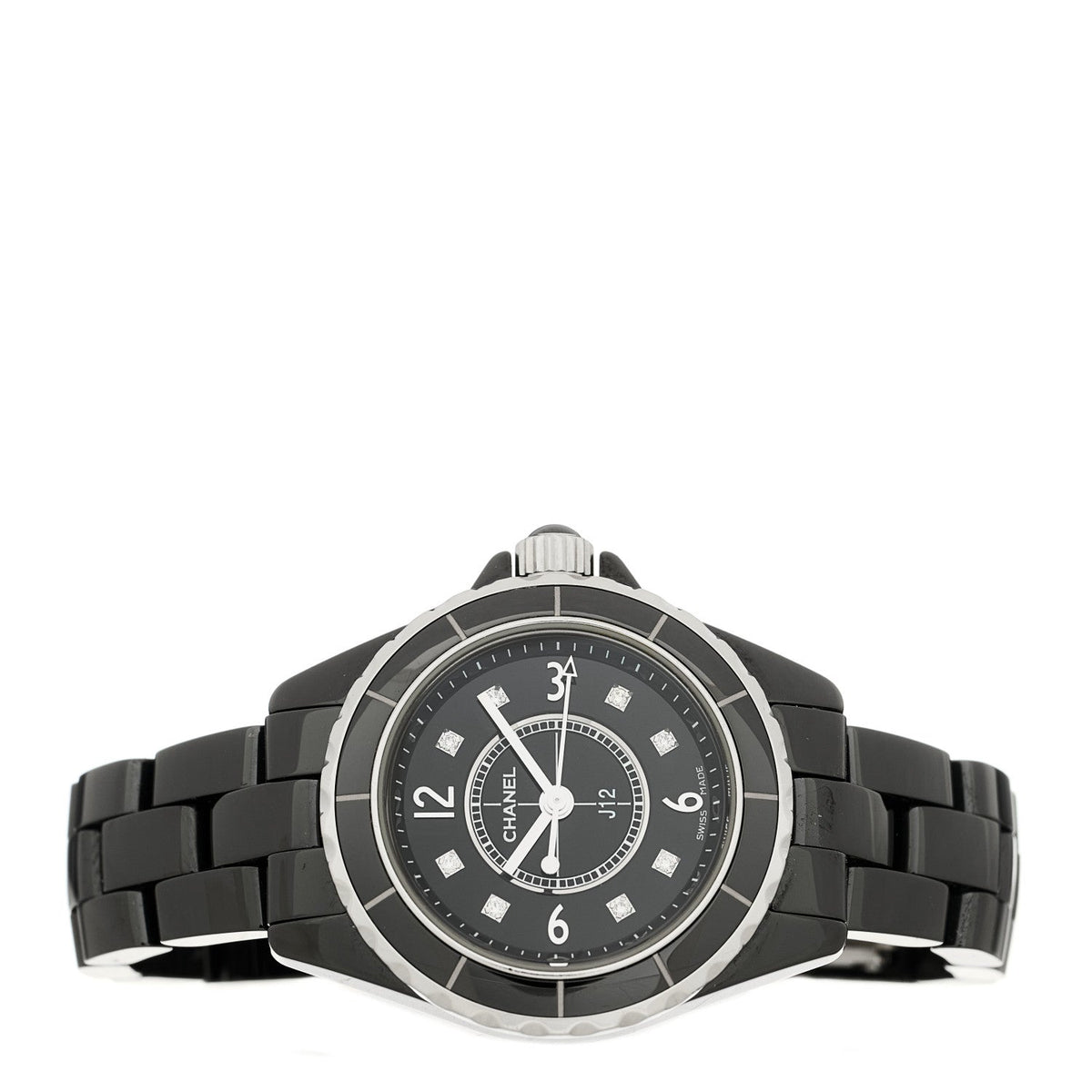 Stainless Steel Ceramic Diamond 29mm J12 Quartz Watch Black