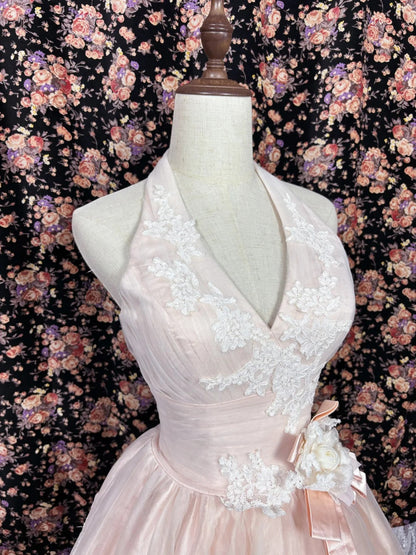 Fashionable Homecoming Dress Halter Lace Applique Prom Dress Back to School Outfits Party Dress  D6126
