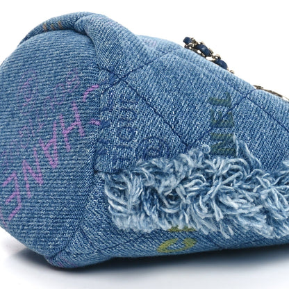 Denim Quilted Mood Mini Bucket With Chain Blue Multicolor