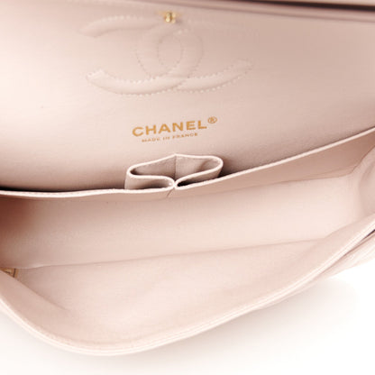 Lambskin Quilted Medium Double Flap Light Pink