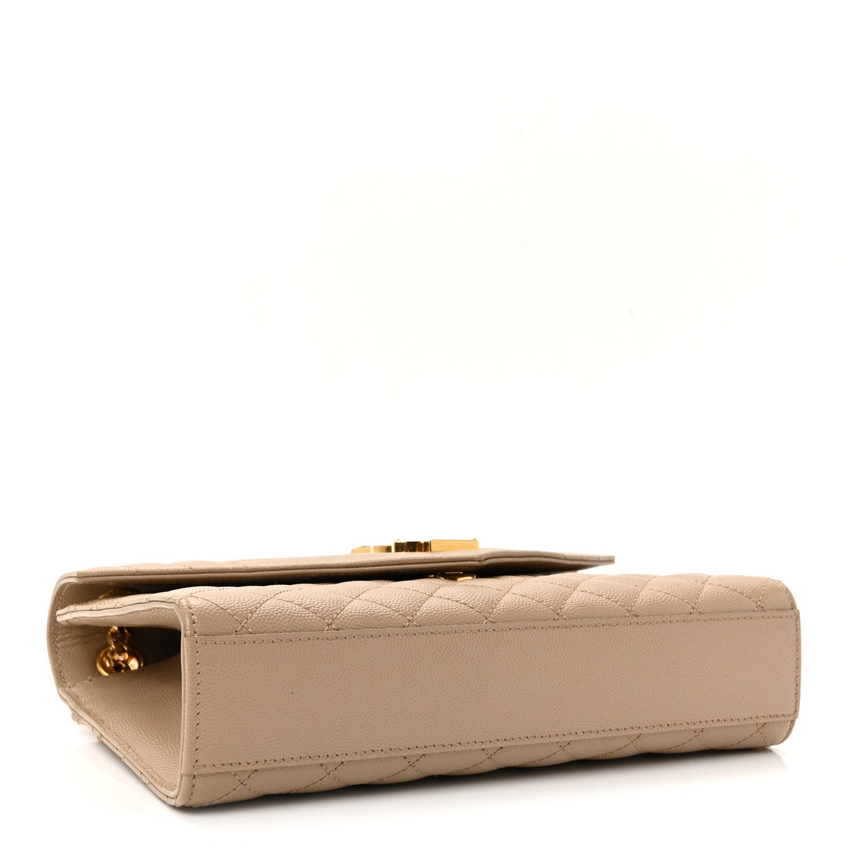 Grain De Poudre Textured Mixed Matelasse Medium Triquilt Monogram Satchel Dark Beige