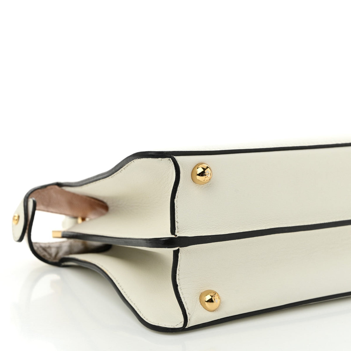 Vitello Seta Nappa Bi-Color Small Peekaboo I SEE U Satchel White Ice Light Rose Tortora