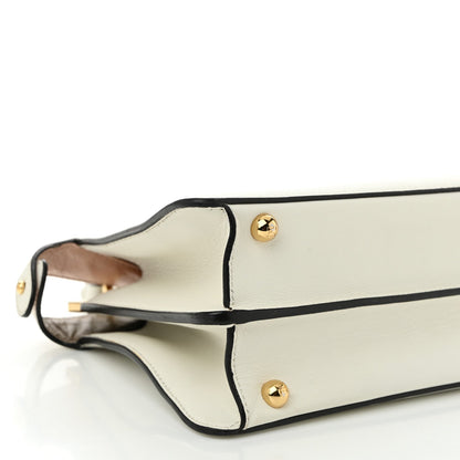 Vitello Seta Nappa Bi-Color Small Peekaboo I SEE U Satchel White Ice Light Rose Tortora
