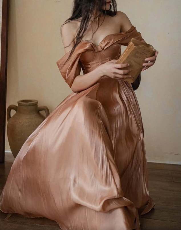 Stunning Burgundy A Line Off the Shoulder Satin Long Prom Dress Party Dress Outfits SH4964