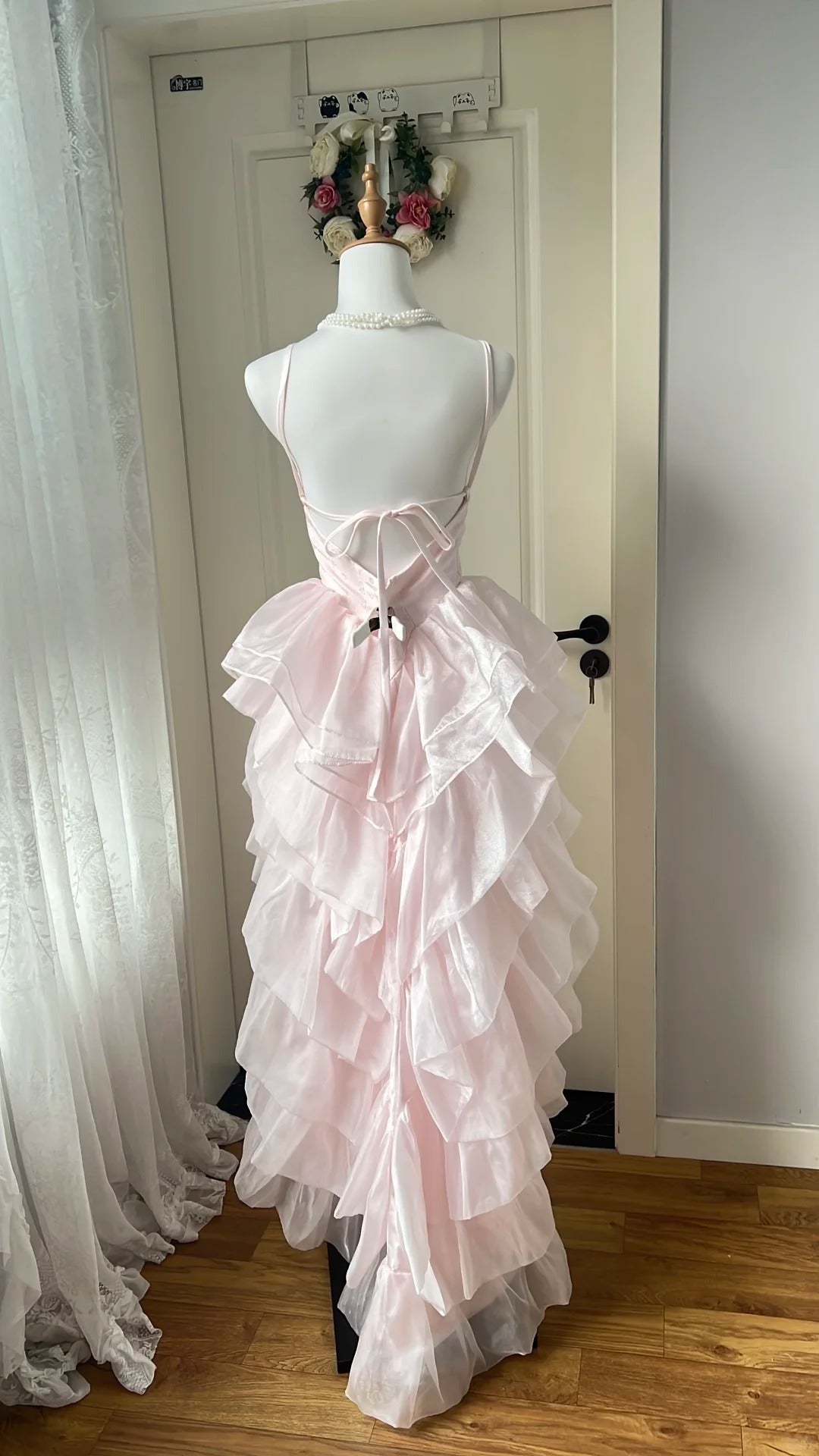 Sweet Homecoming Dress Spaghetti Strap Tulle Cascade Back to School Outfits Party Dress  D6459