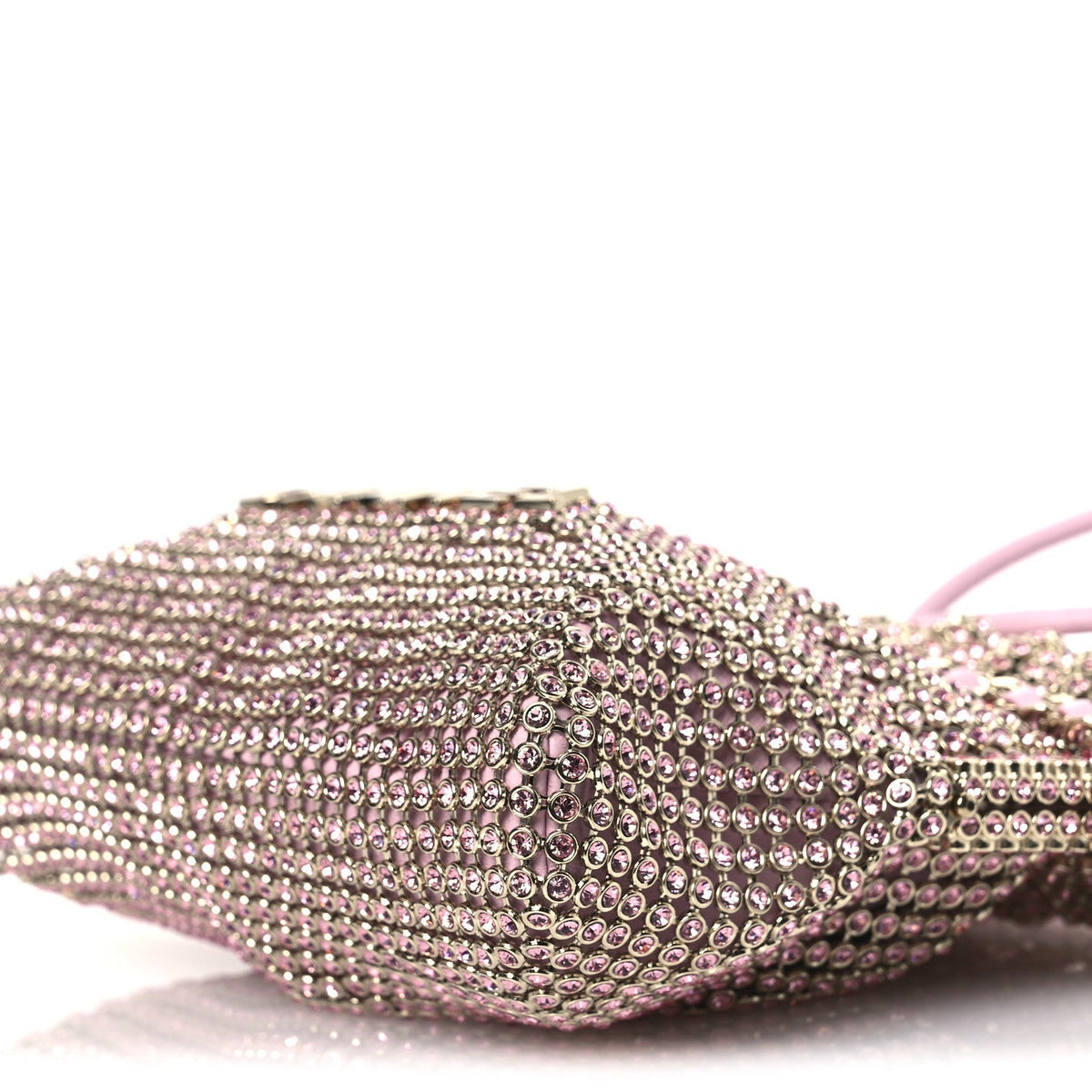 Crystal Embellished Metallic Lambskin Mini Chanel 22 Pink