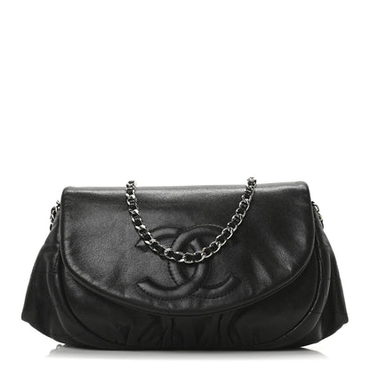 Lambskin Half Moon Wallet On Chain WOC Black