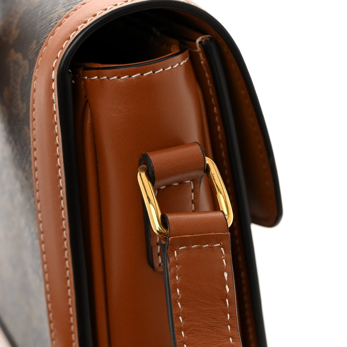 Calfskin Triomphe Canvas Teen Triomphe Bag Tan