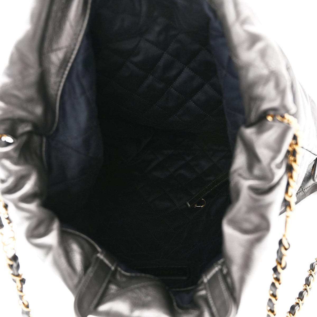 Shiny Calfskin Quilted Chanel 22 Backpack Grey