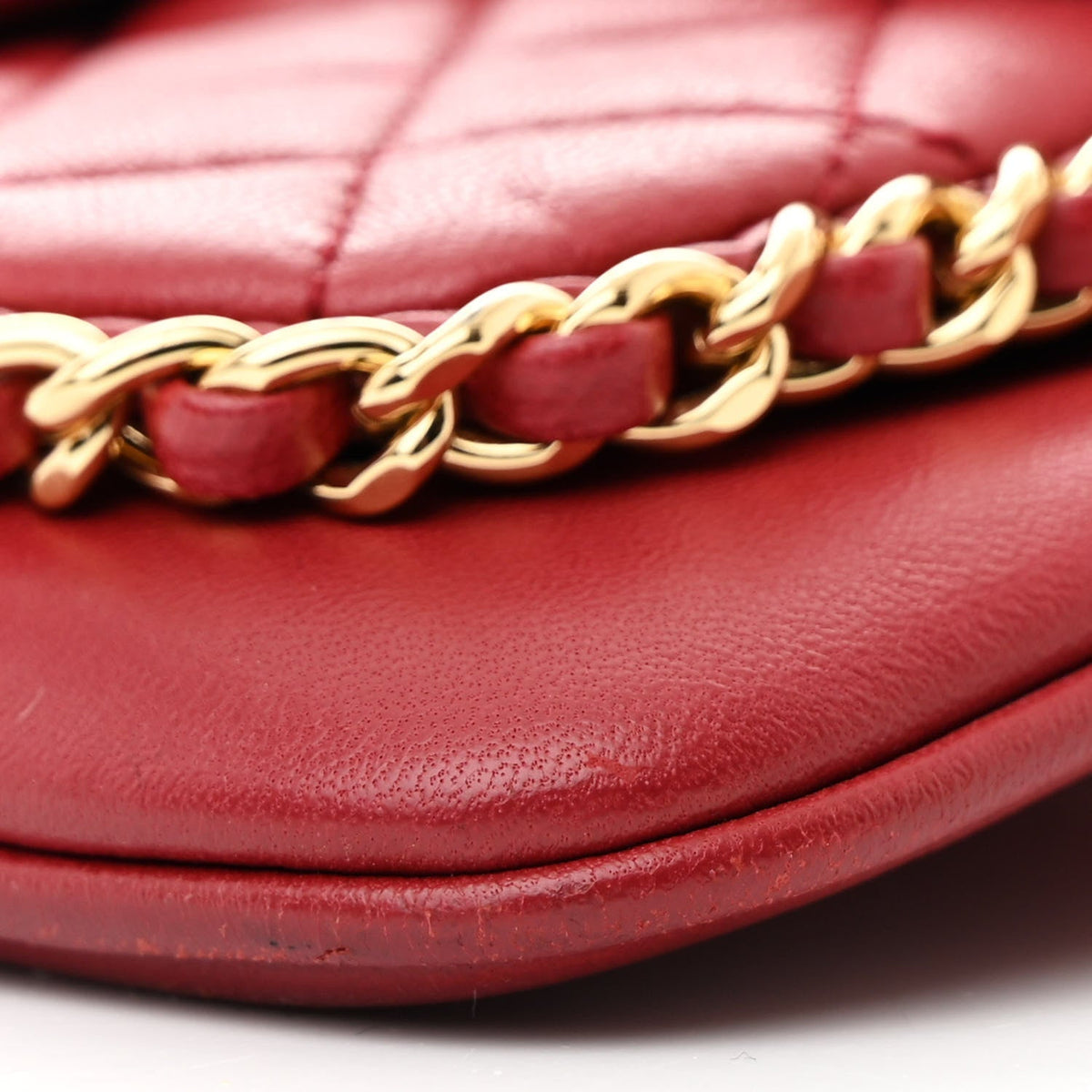Lambskin Quilted CC Unchained Crossbody Red
