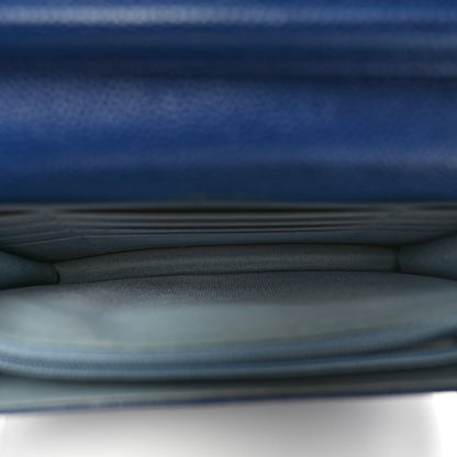 Grained Calfskin Quilted Cuba Square Wallet On Chain WOC Blue
