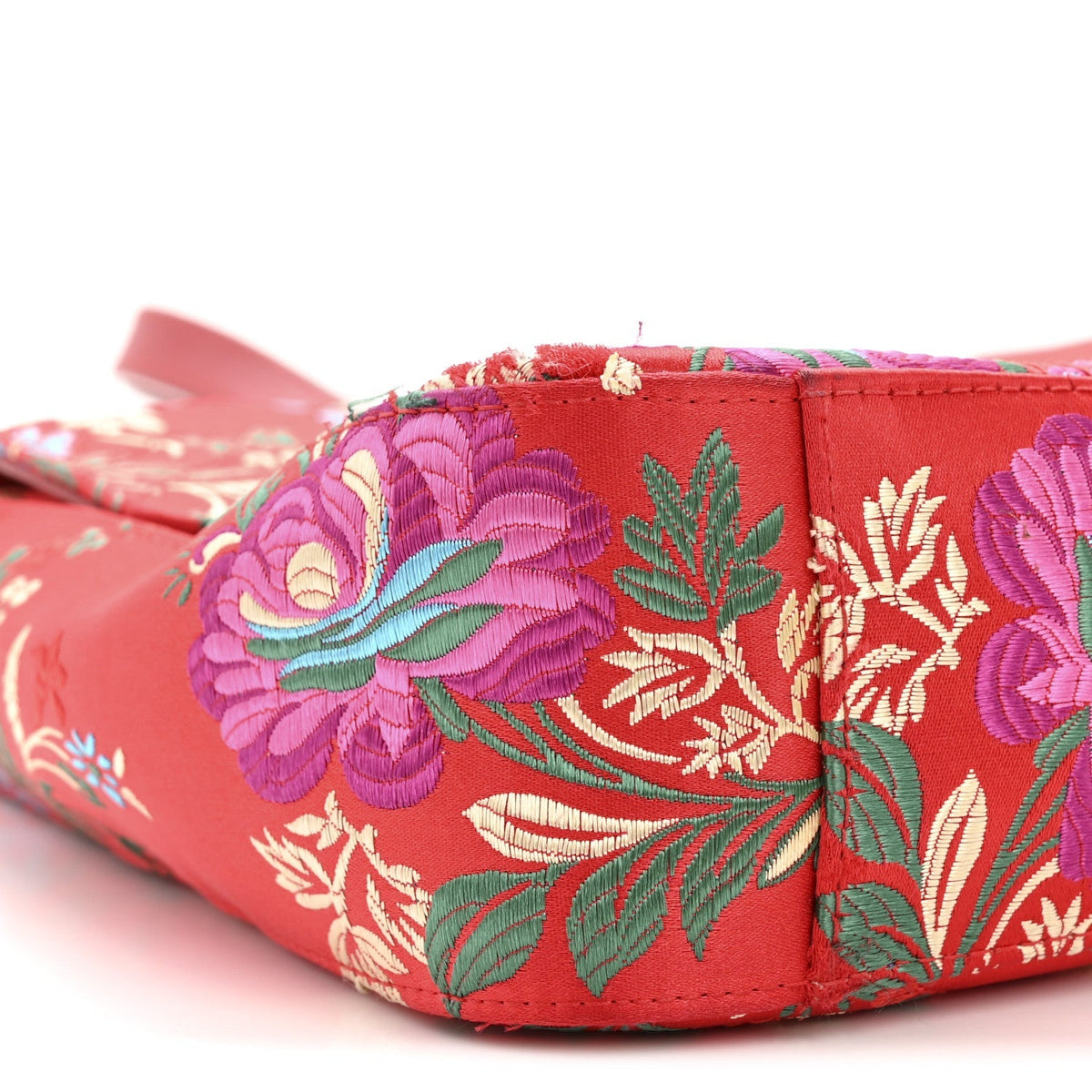 Jacquard Matelasse Floral Medium GG Marmont Shoulder Bag Red