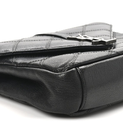 Calfskin Matelasse Diamond Quilted Monogram Medium College Bag Black