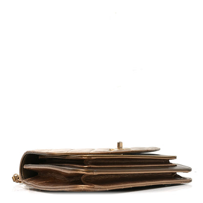 Metallic Calfskin Caviar Quilted Chain Handle Flap Gold