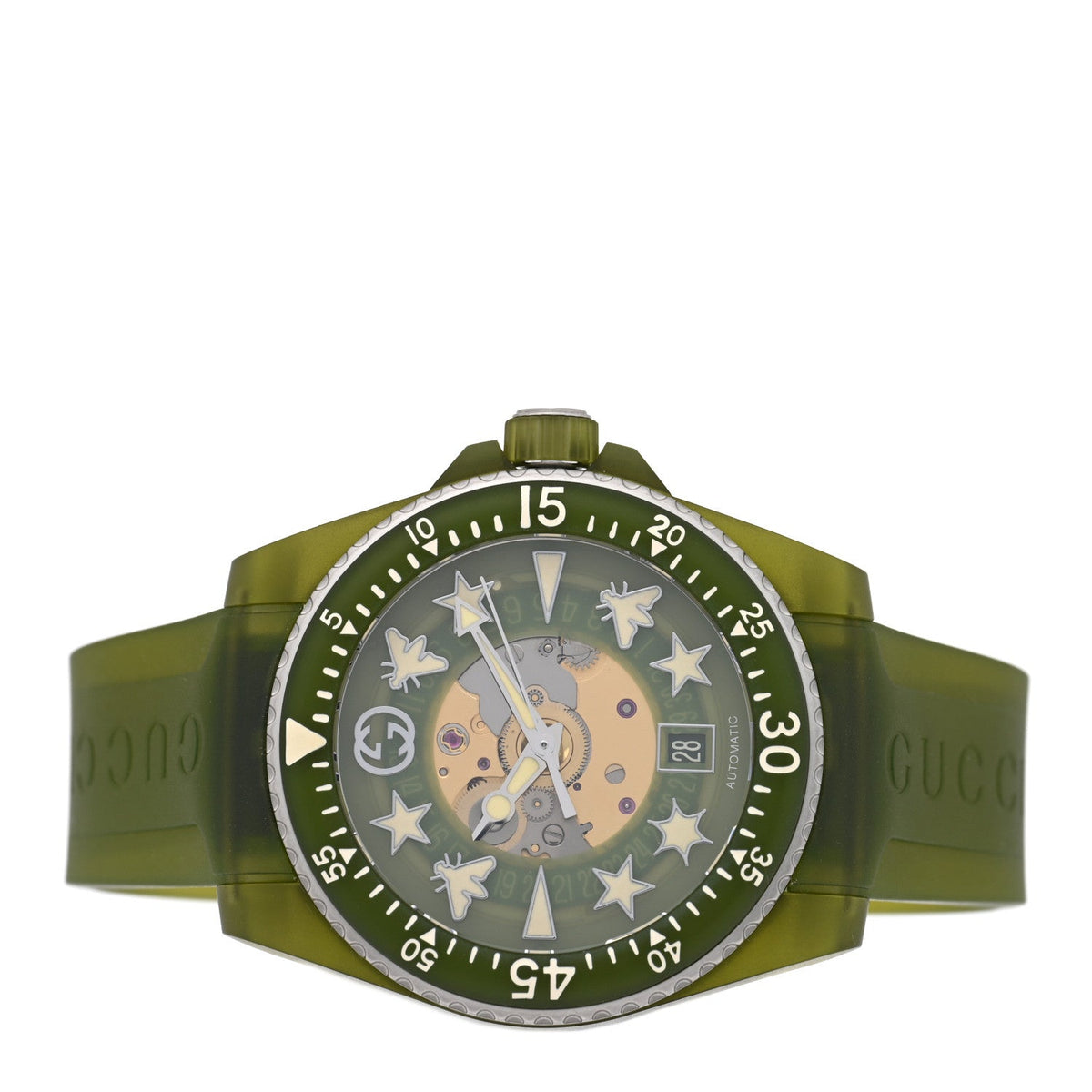 Stainless Steel Rubber 40mm Dive Quartz Watch Green