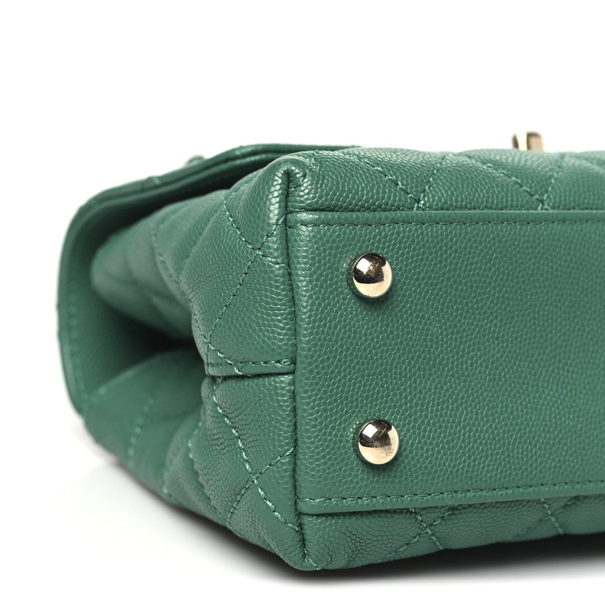 Caviar Quilted Mini Coco Handle Flap Green