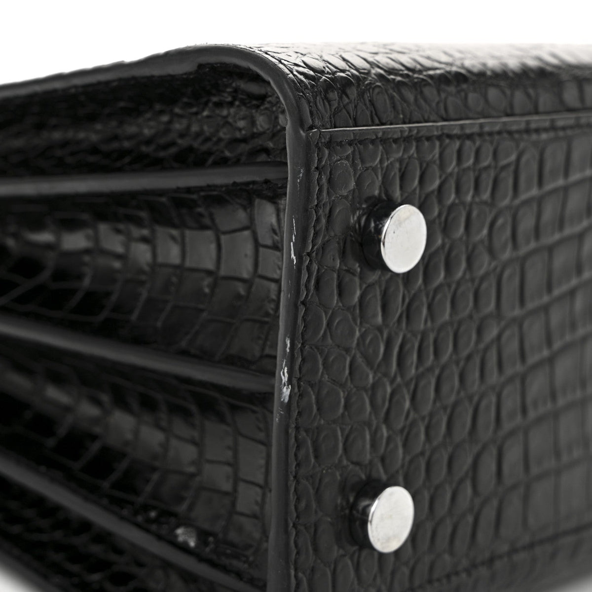 Calfskin Crocodile Embossed Baby Sac De Jour Black