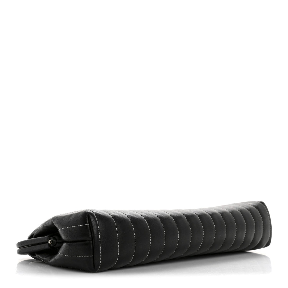 Lambskin Vertical Quilted Mademoiselle Clutch Black