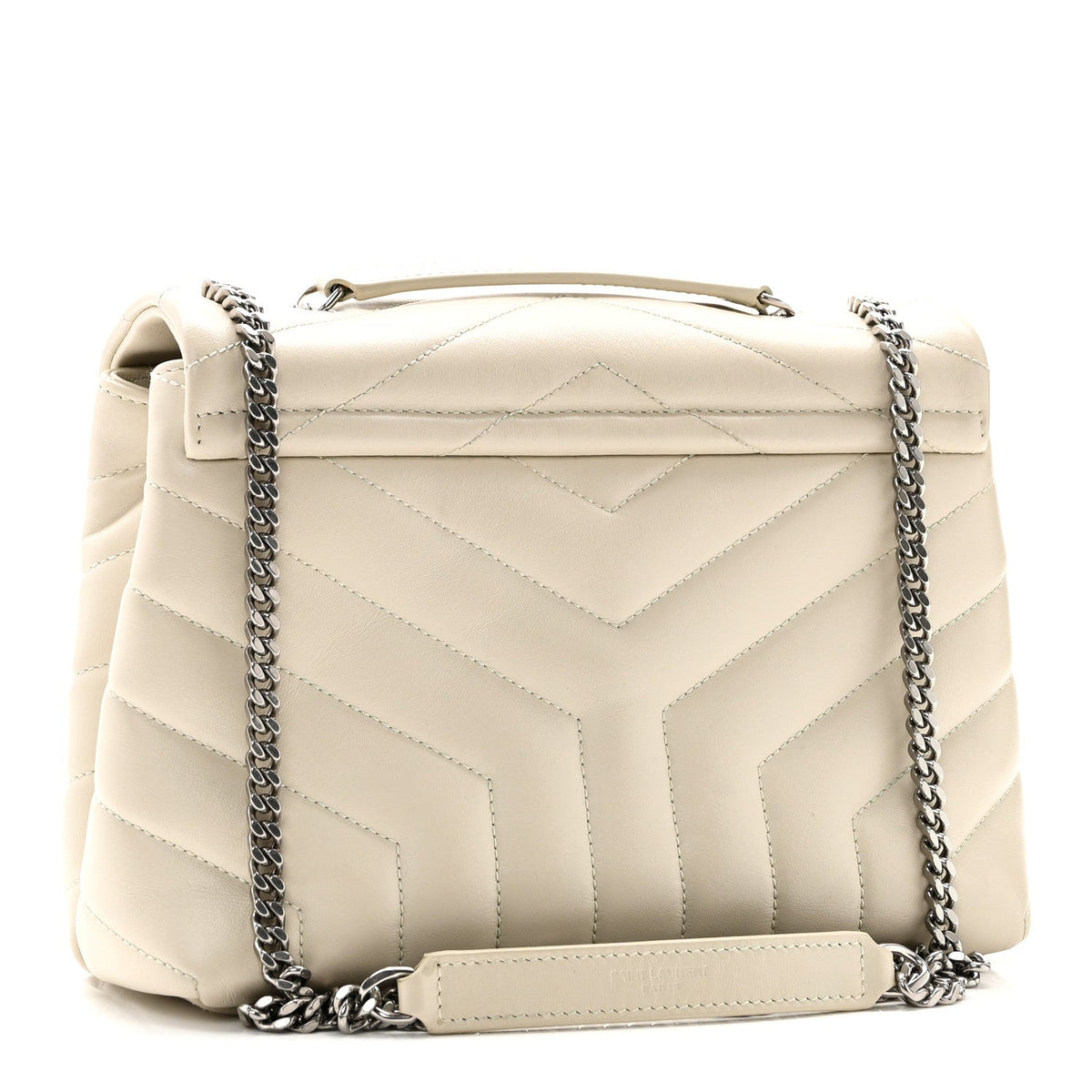 Calfskin Y Quilted Monogram Small Loulou Chain Satchel Ivory