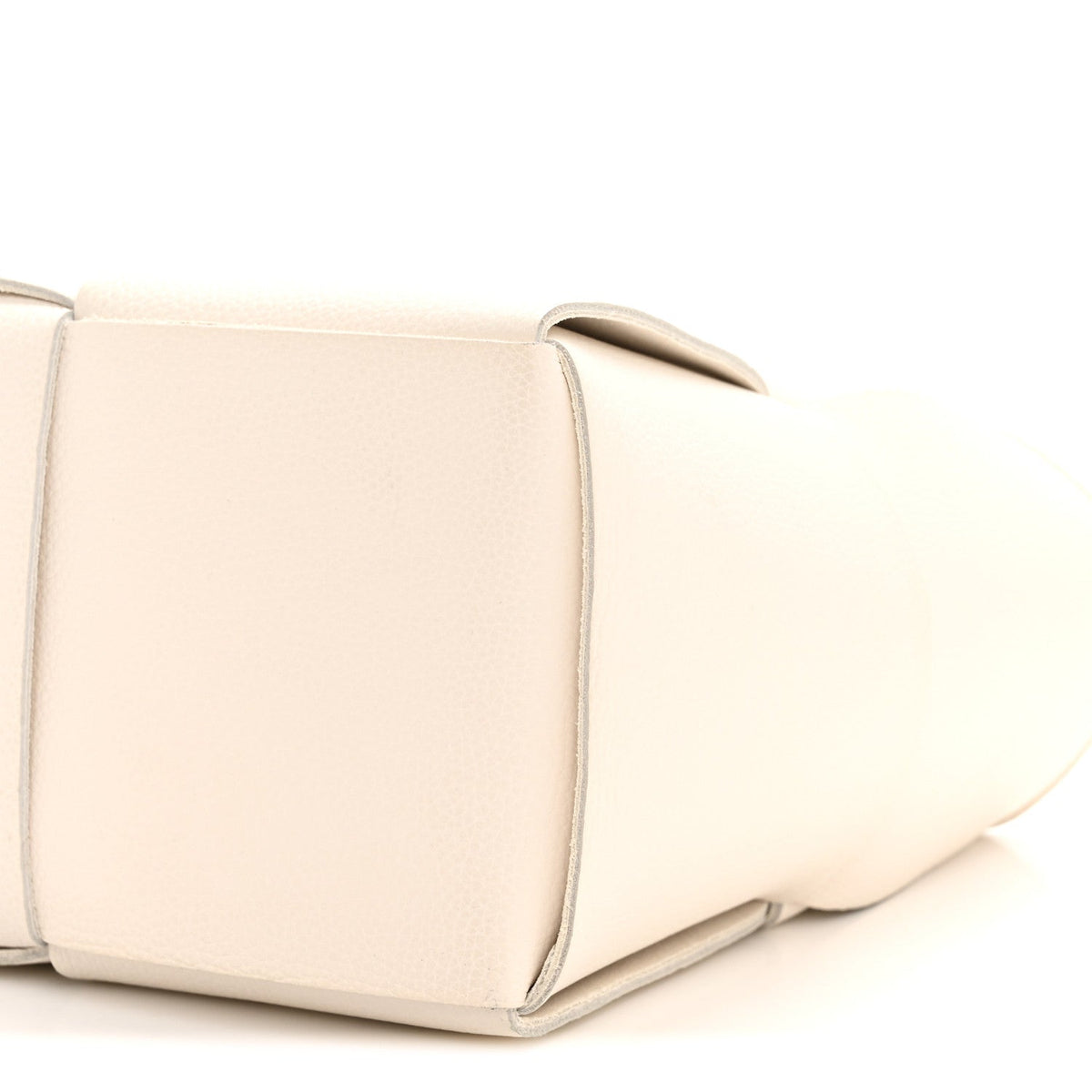 Grained Calfskin Maxi Intrecciato Small Arco Tote White