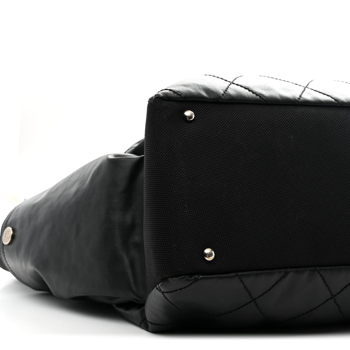 Coated Canvas Stitched XL Paris Biarritz Tote Black