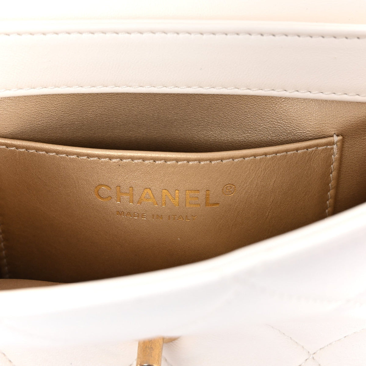 Lambskin Quilted Mini CC Crystal Logo Chain Flap White