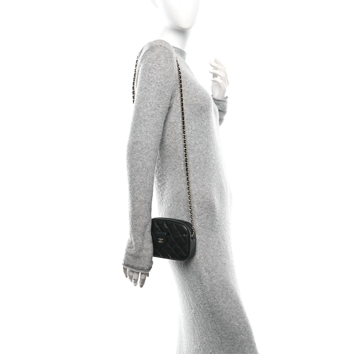 Caviar Quilted Chain Camera Bag Black