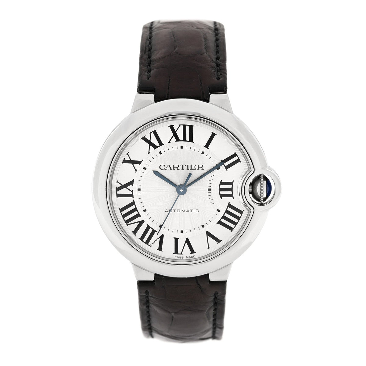 Stainless Steel Alligator 36mm Ballon Bleu De Cartier Automatic Watch Brown